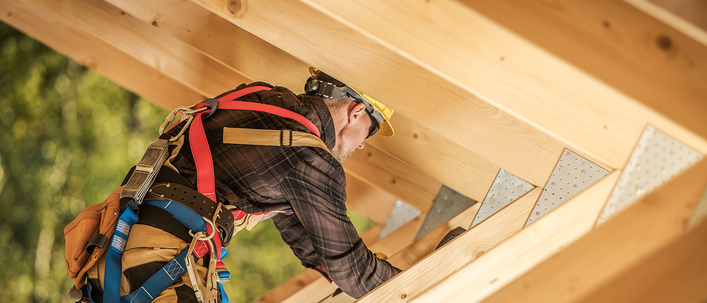 Construction worker framing home