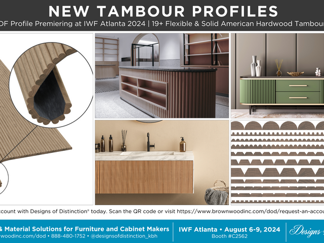 USA-Made Hardwood Tambour - NEW MDF PROFILES PREMIERING AT IWF