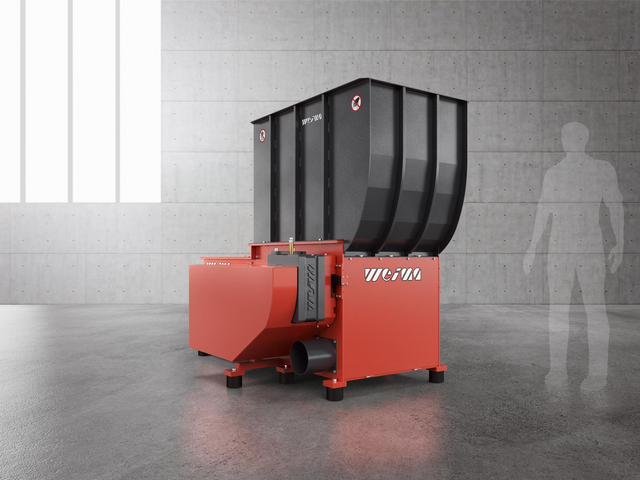 Hopper-fed single-shaft shredders