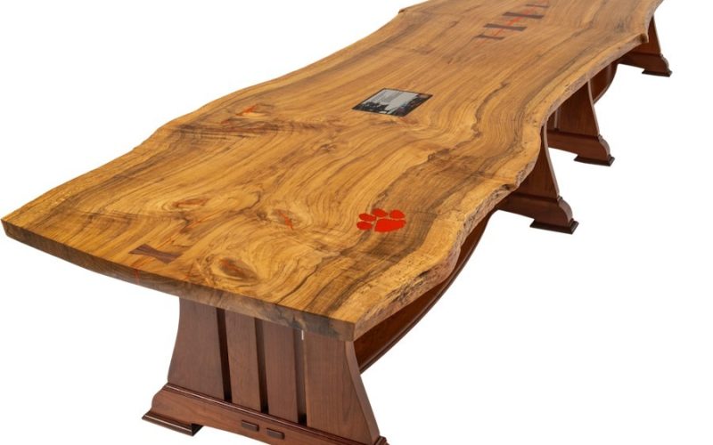 Martin Custom Woodworking & Antique Restoration produced a table from a red oak at Clemson University.