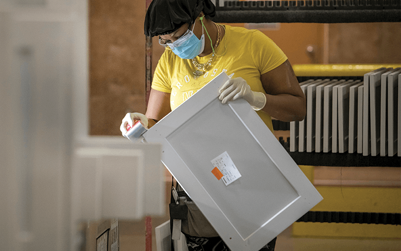 Production operations at nunamed MasterBrand Cabinets location. Image courtesy Fortune Brands Home & Security.